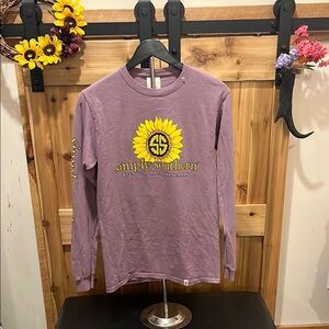 Simply Southern Purple Long Sleeve Tee with Yellow Sunflower
